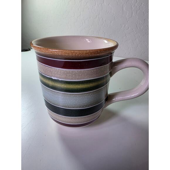 TABLETOPS UNLIMITED Jentry Red Green MCM Style Hand Painted Coffee Mug Set of 4 - Picture 2 of 10